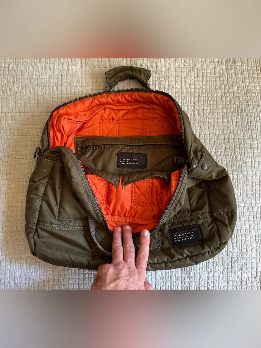 Marc by Marc Jacobs Olive Quilted Nylon Messenger bag